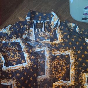 Elegant Black and Gold Patterned Shirt
